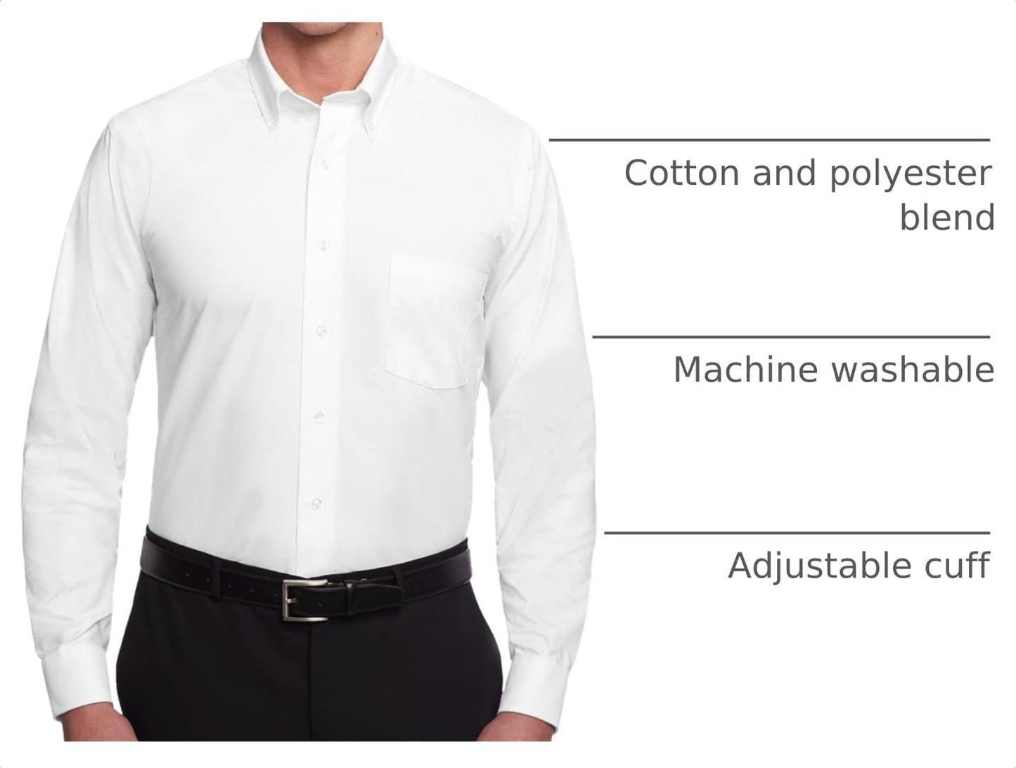 Van Heusen Men's Dress Shirt Regular Fit Oxford Solid, White, Large