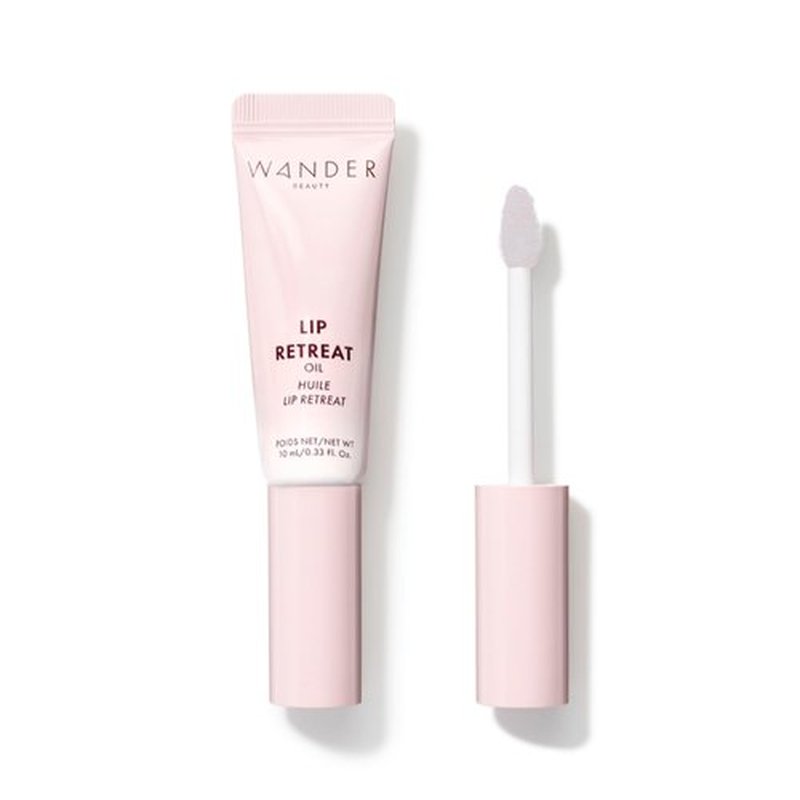Wander Beauty Lip Retreat Oil - Oasis Glow (Shimmery Clear) - 4 in 1 Tinted Lip Oil + Moisturizing Lip Gloss With Avocado, Vitamin E & Rosehip - Hydrating Luxurious Lip Care for Dry Lips - 0.33 fl oz