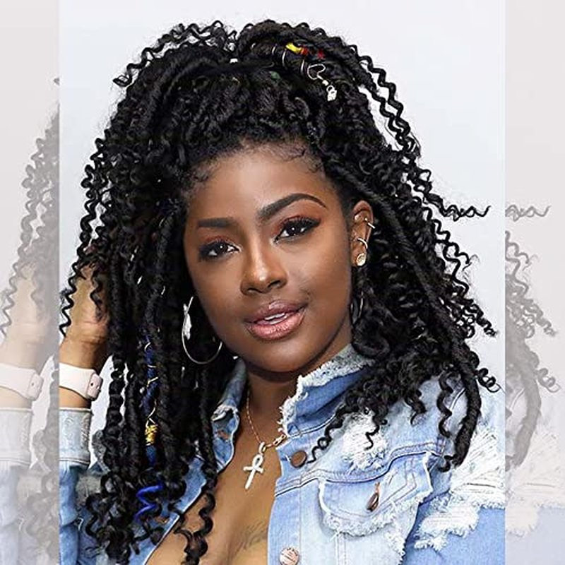 Goddess Faux Locs Crochet Hair 10 Inch Straight Goddess Locs with Curly Ends 6 Pcs/Lot Pre-looped Synthetic Crochet Braids Hair for Women(1B#)