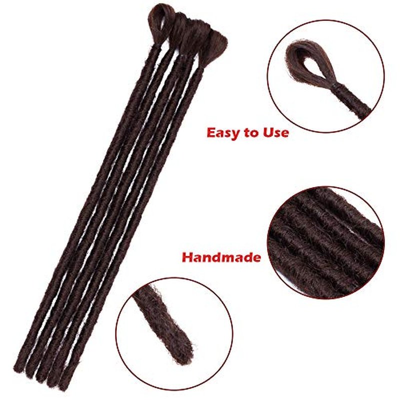 Handmade Dreadlocks Extensions 12" 15 strands Soft Faux Locs Crochet Dreads Hairpieces for Men Reggae Hip-Pop Dark Grey