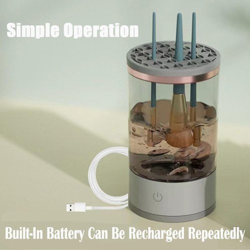 BeautySwirl - Cosmetic Brush Cleaner, The Cozy Luna Makeup Brush Cleaner Beauty Swirl Electric Cosmetic Brush Cleaner Cozy Luna Rechargeable Automatic Spinning for All Size Makeup Brush (2sets)