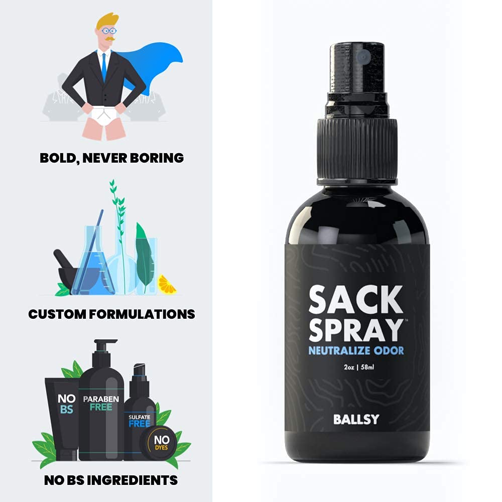 Ballsy Ball Sack Spray, Deodorant Spray for Men, Ball Spray for Men, 2 Oz