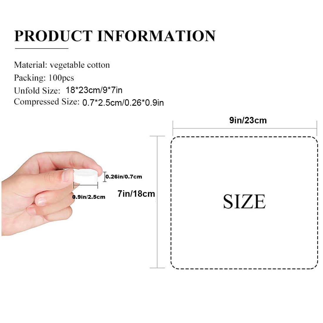 Coldcool 100 Pcs Compressed Towels, Portable Individually Wrapped Coin Towels, Reusable Disposable Face Towels for Travel, Camping, Hiking, Beach, Swimming & Outdoor Activities