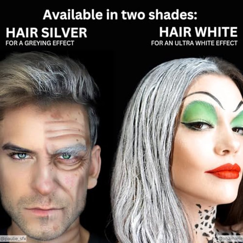Mehron Makeup Hair White | Washable White Hair Dye | Temporary Hair Color for Theatre, Cosplay, & Halloween 1 fl oz (30ml) (Silver)