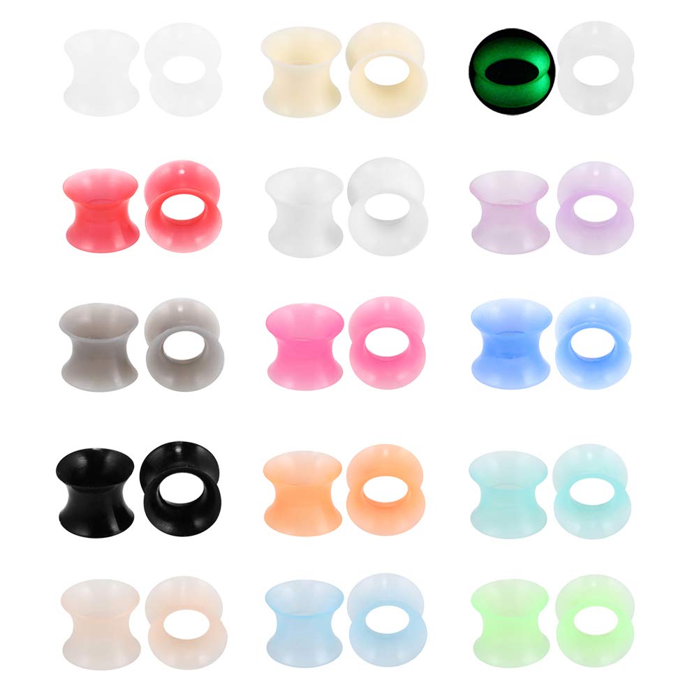 Xpircn Thin Silicone Ear Plugs Tunnels Flexible Ear Earlets Ear Gauges Expander Stretchers Double Flared Flesh Ear Piercing Jewelry 2G (6mm)