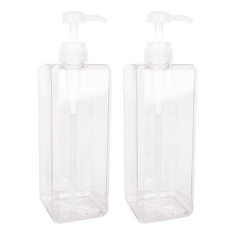 Pump Bottle, Refillable Plastic Empty Lotion Soap Dispenser Liquid Container for Bathroom Shampoo and Body Wash, 32oz/1l Clear 2 Pack