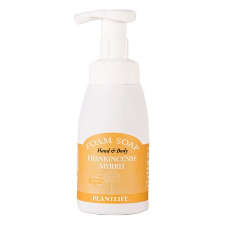 Plantlife Frankincense Myrrh Foam Soap - Gentle, Moisturizing, Plant-based Foam Soap - Ideal for use as a Hand & Body wash, Shaving Cream, and Foaming Fun for Kids - Made in California 8.5 oz