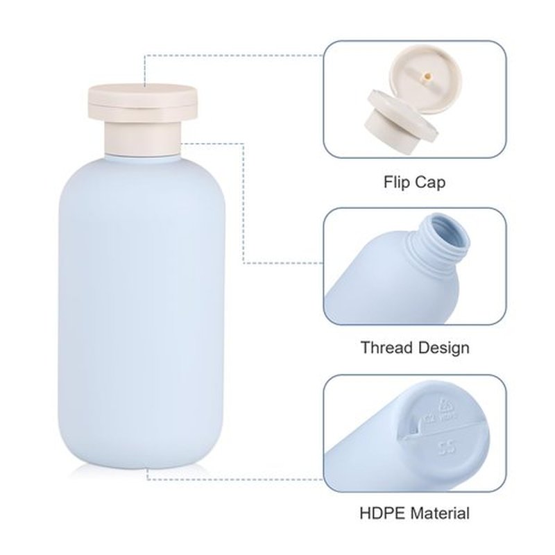 UMETASS 6.8 oz Plastic Travel Shampoo Bottles, Refillable Flip Cap Squeeze Bottles for Toiletries, Large Leakage-Proof Travel Shampoo and Conditioner Bottles (Blue)