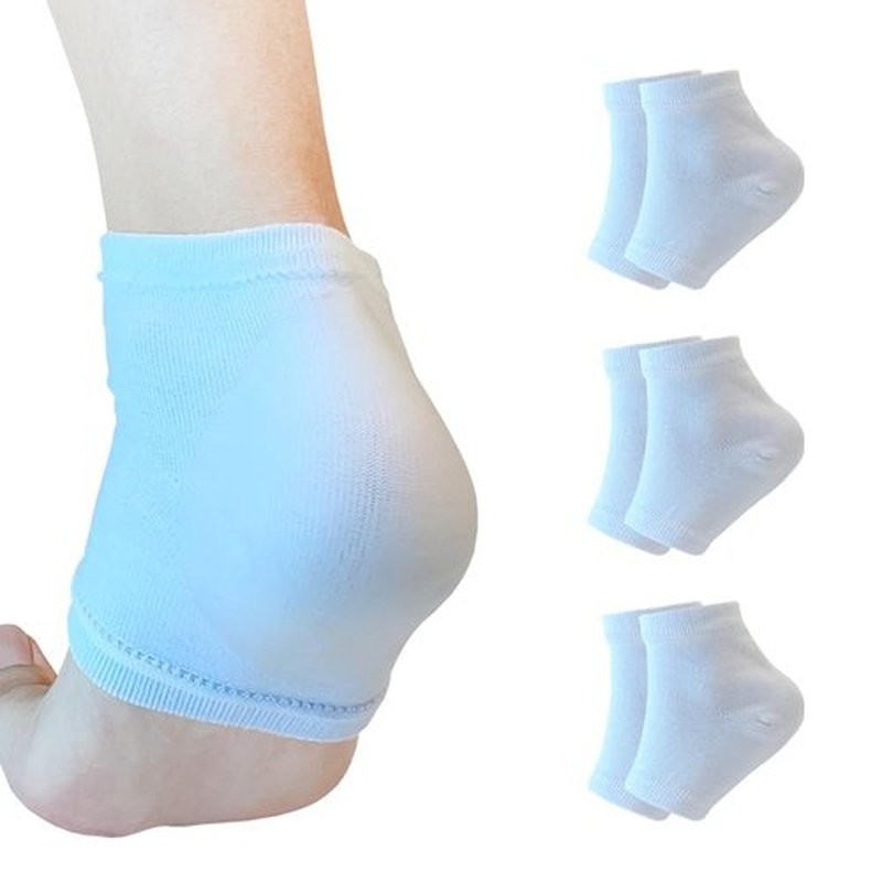 Moisturizing Gel Heel Socks to Repair Dry Cracked Heel - Soften, Soothe, and Revitalize Your Feet, for Men and Women (White, 3 Pairs)
