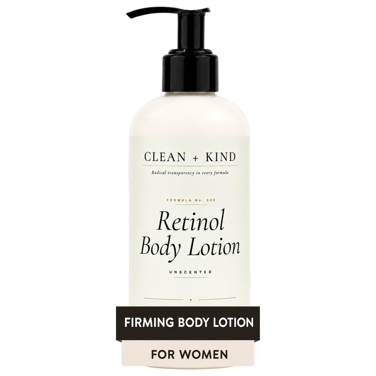 Clean + Kind Retinol Body Lotion with Tallow — Firming + Tightening Anti-Aging Cream for Crepey, Mature Skin, Hyaluronic Acid + Niacinamide — Fragrance-Free Moisturizer for Women, Made in USA, 8 oz