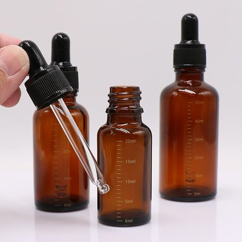 Happyupcity 3Pcs 100ml/3.3oz Empty Refillable Amber Glass Dropper Bottles with Scale Dropper Essential Oil Bottles Sample Vials Travel Liquid Dispenser Container for Perfume Cosmetic