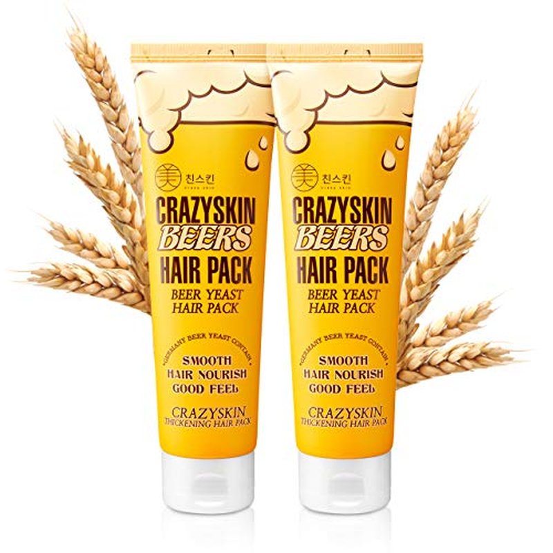 CRAZY SKIN Beer Yeast Hair Treatment Mask - pH5.5 Protein, Keratin, Argan/Camellia Oil, Collagen for Repair and Color Treated Hair 13.5oz(400ml)