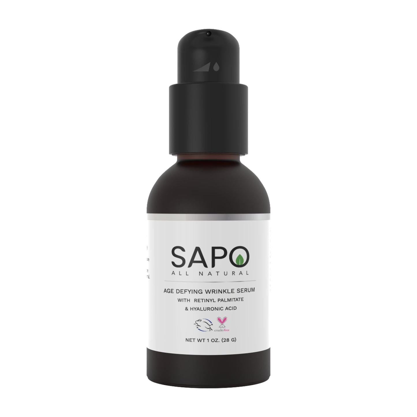 Sapo All Natural Smoothing Face Serum with Bakuchiol, Hyaluronic Acid, Squalane & Retinyl Palmitate, Lightweight Anti-Aging Serum, 1 oz