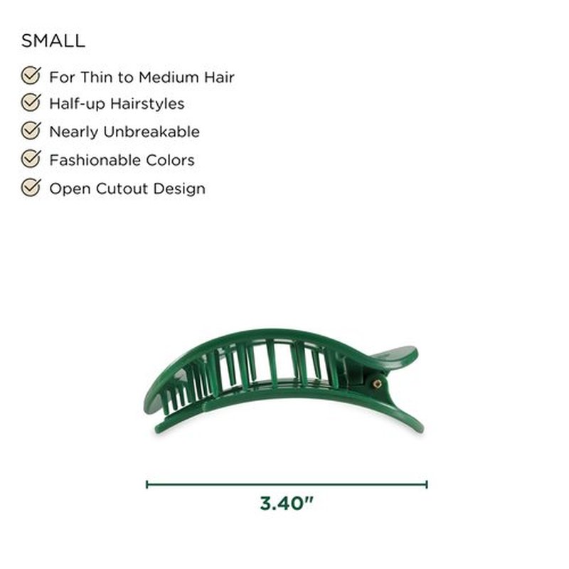 TELETIES - Small Flat Round Hair Clip - Holiday Collection - Hair Claw Clips for Women - Strong Grip, Bendable Teeth, Curved Design - For All Hair Types and Textures - Mistletoe
