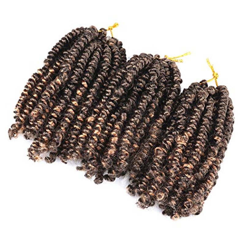 Dorsanee Short Bob Spring Twist Crochet Hair 6 Inch 6 Packs Pre-twisted Cute Spring Twists Curly Crochet Braids Pre Looped Mini Passion Twists Fluffy Twist Synthetic Hair Extensions (6 Inch,1B#)