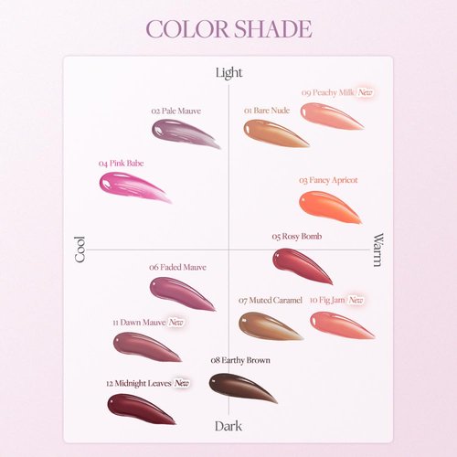 Heart Percent Dote On Mood One Way Glowy Tint, Glass-like High Shine Glossy Finish w/Long-Lasting Luminous Color Lip Stain for Glowy Look, #07. Muted Caramel