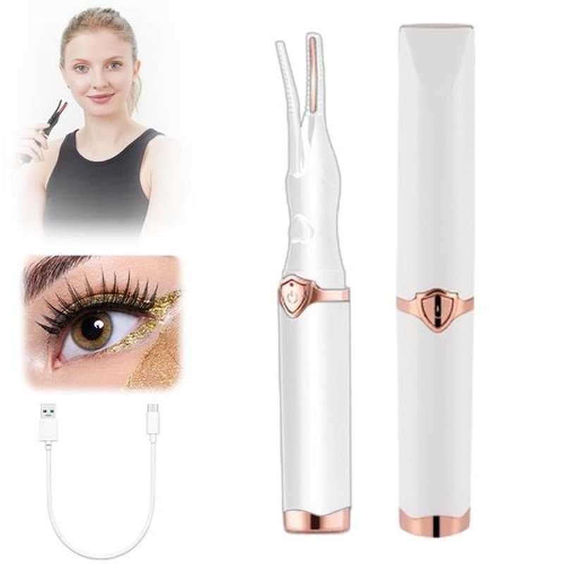 Heated Eyelash Curler, 2024 Mini Electric Eyelash Curler, Portable USB Eye Lash Electric Eyelash Curler, Eyelash Styling Tool Beauty Makeup Tools for Women Girls(White)