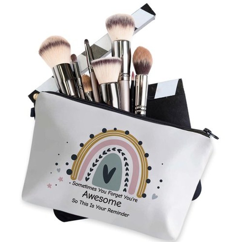 Deanfun Small Makeup Case - Cute and Waterproof Cosmetic Bag for Women(Rainbow, Sometimes You Forget That You'Re Awesome, So This Is Your Reminder D5-56371)