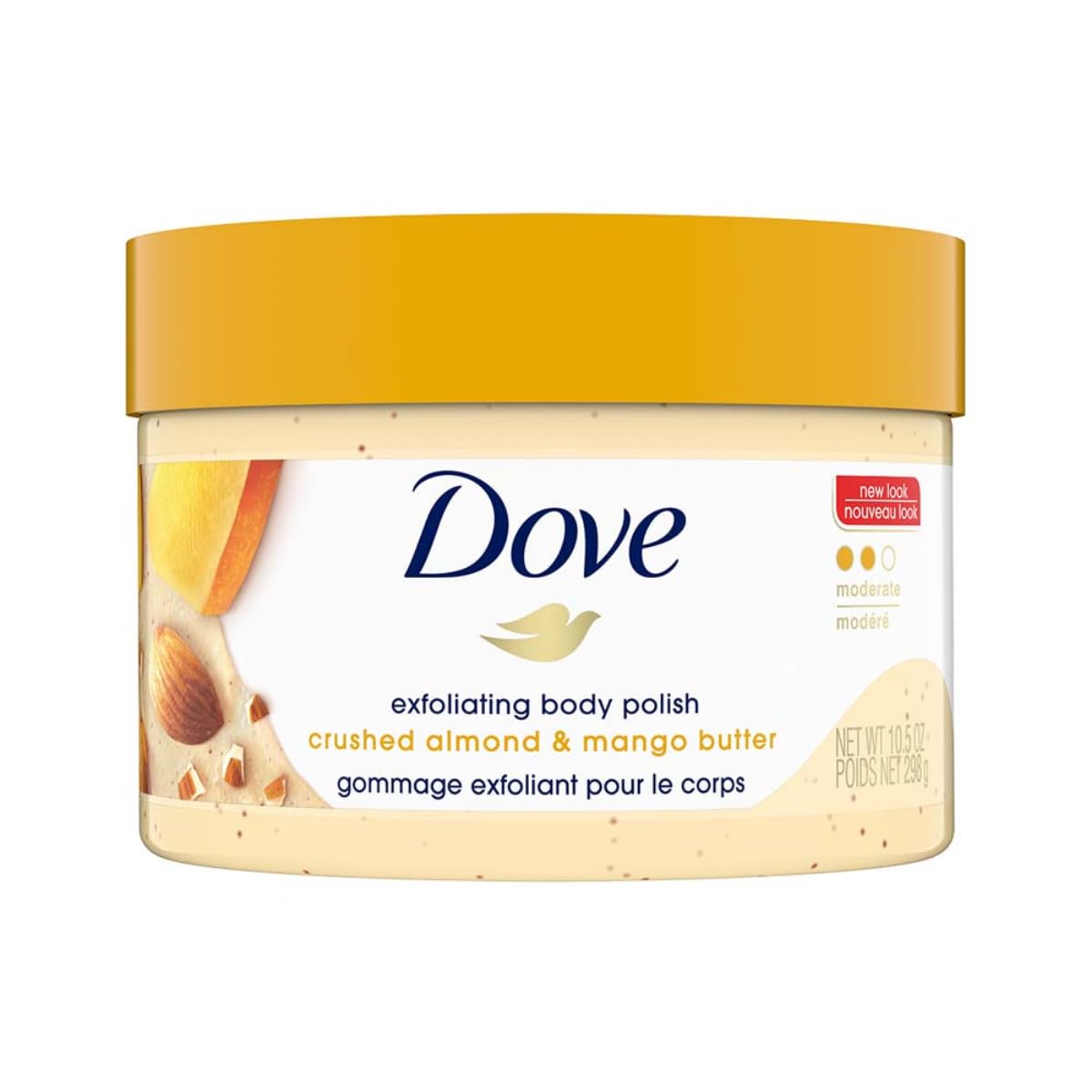 Dove Exfoliating Body Polish Scrub with Almond & Mango Butter - 10.5 oz (4 Count) for Dry Skin