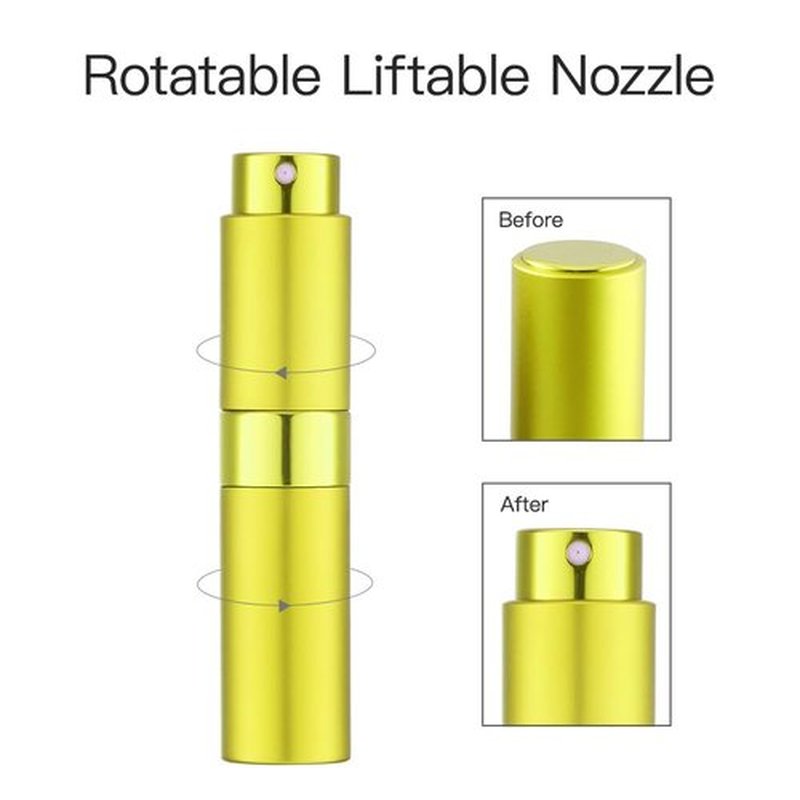 LISAPACK 8ML Atomizer Perfume Spray Bottle for Travel, Empty Refillable Cologne Dispenser, Portable Sprayer (Yellow)