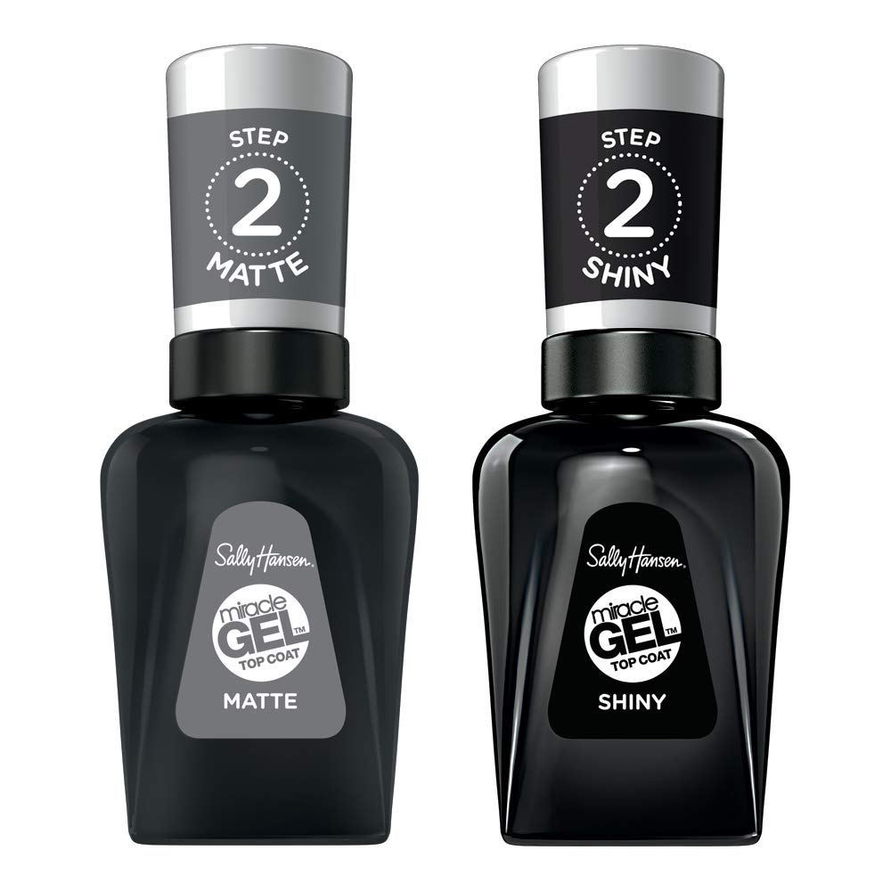 Sally Hansen Miracle Gel Nail Polish - Onyx-pected #849 with Shiny & Matte Top Coat Trio
