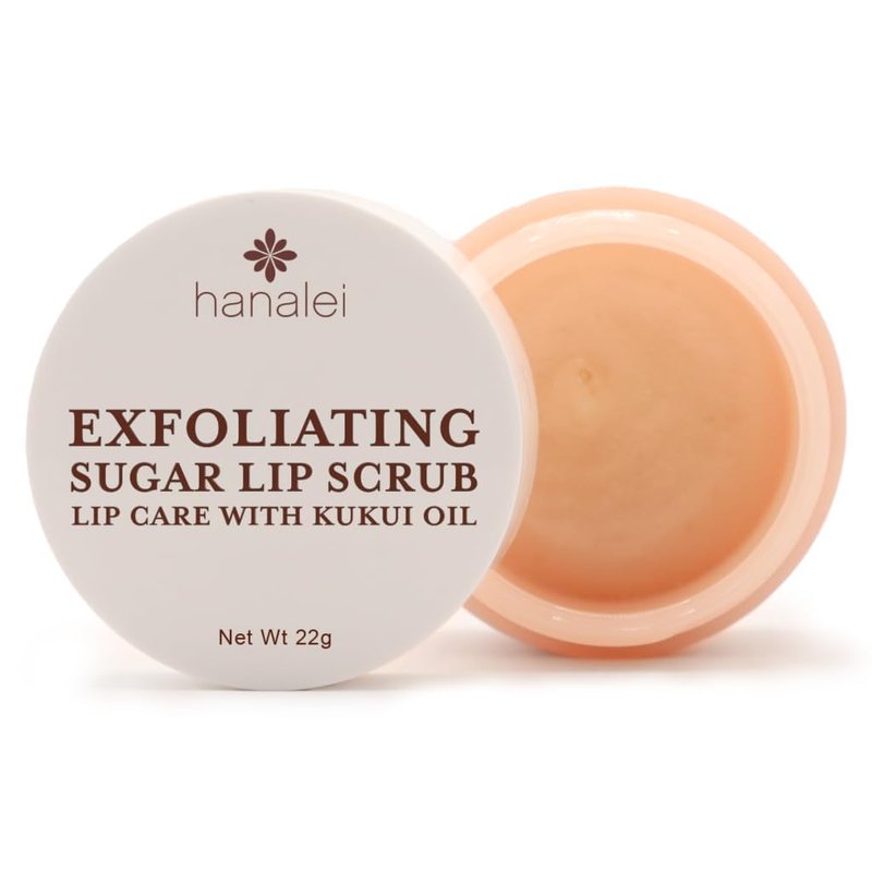 Hanalei Vegan Sugar Lip Scrub Exfoliator - Hawaiian Cane Sugar, Kukui Oil & Shea Butter for Smooth, Hydrated Lips - Natural, Cruelty-Free Lip Care, Removes Dry Skin, Moisturizes & Softens (22g)