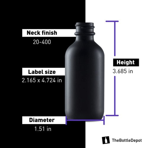 The Bottle Depot - 2 Pack - 2 oz Glass Bottle with Dropper - Black Frosted - 20-400 Neck Finish - Boston Round Bottles - Leakproof Essential Oils Bottles