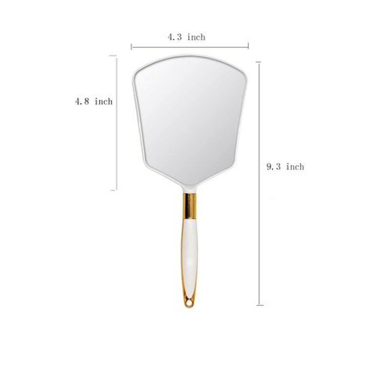 Eaoundm Hand Held Mirror with Handle, Makeup Hand Mirror with Hook Hole for Bathroom and Bedroom, Barbers Haircut Mirror for Home and Salon (4.8X4.3 inchs, White)