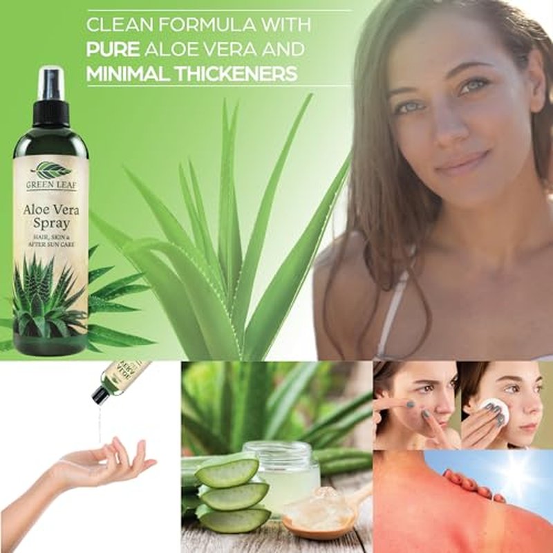 Aloe Vera Spray Bottle Travel Size | Vitamin C Vitamin E & Vitamin A | Skin Care, Hair Spray, Facial Moisturizer in Spray Bottles, Hair Growth, Facial Cleanser Sunburn Relief & After Sun Lotion 3.3oz