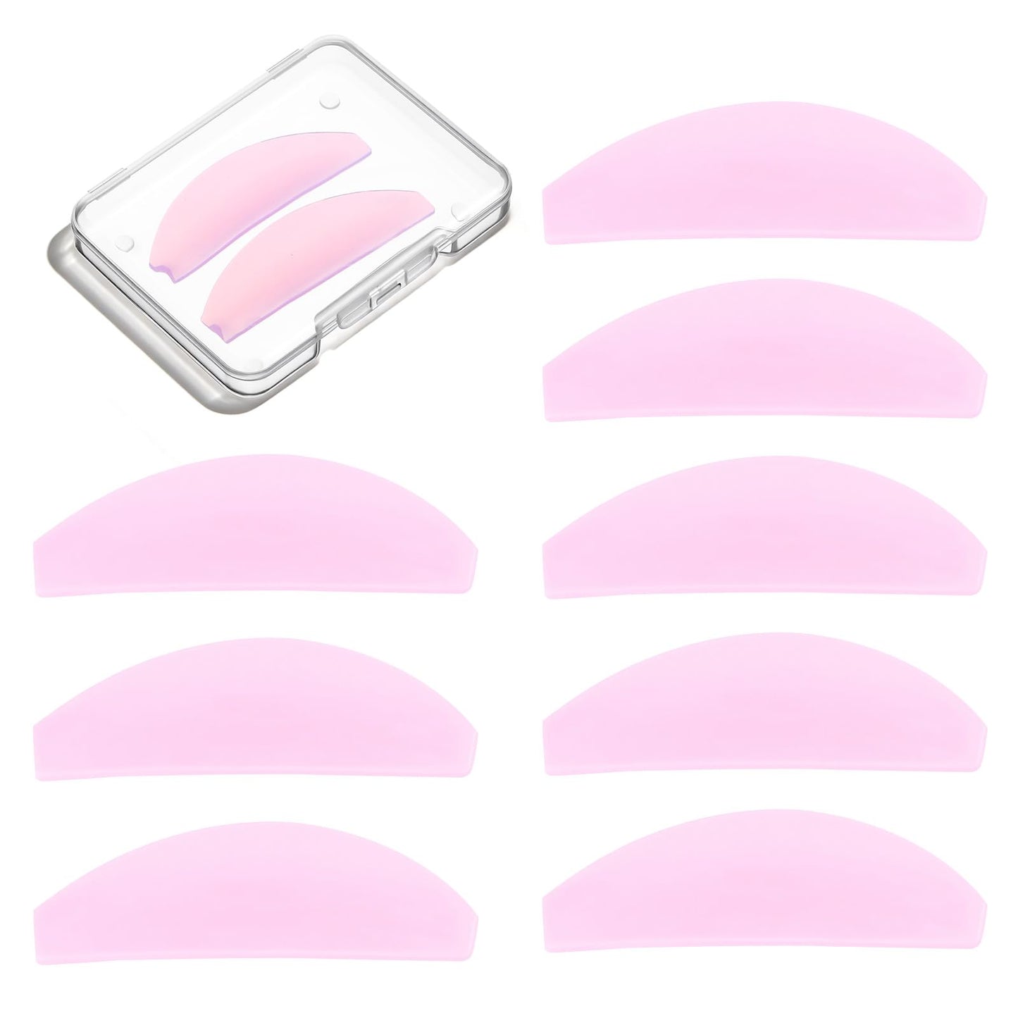 8Pcs Lash Lift Shields Flat, 1mm Thin Korean Lash Lift Pads for Eyelash Straightening and Lifting Super Sticky Glueless Reusable Silicone Lashes Rods for Eyelash Perm Lamination Salon Use(Rose)