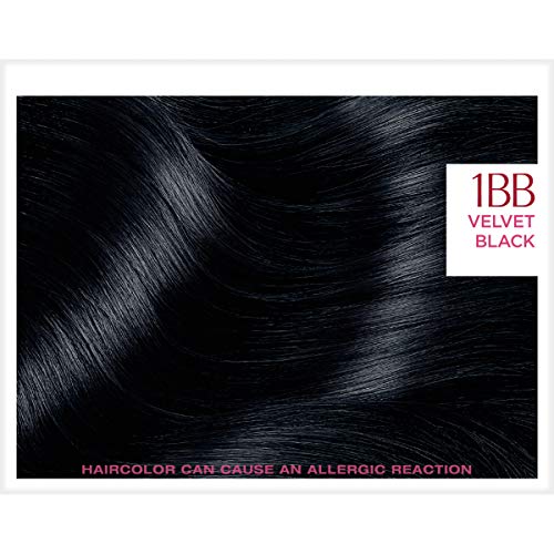 L'Oreal Paris Excellence Creme Permanent Hair Color, 1BB Velvet Black, 100 percent Gray Coverage Hair Dye, Pack of 1
