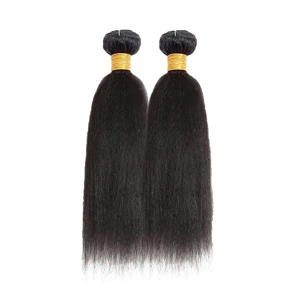 Kinky Straight Bundles Human Hair Natural Black 18 18 Inch Brazilian Yaki Straight Human Hair Bundles Unprocessed Virgin Hair 2 Bundles Kinky Straight Bundles Hair Weave