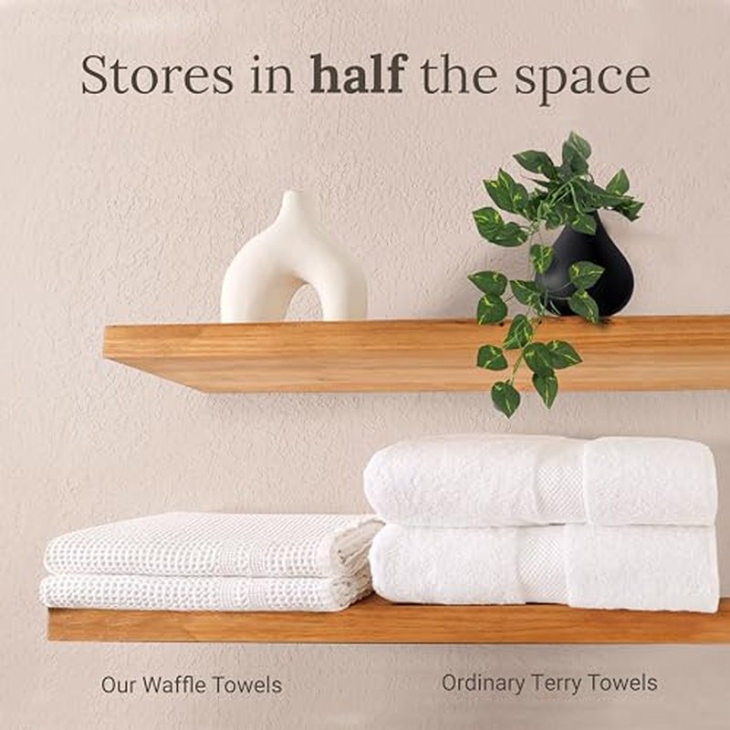 GILDEN TREE Waffle Towels for Bathroom, 100% Cotton Quick Dry Towel, Waffle Bath Towels Large, Absorbent Lightweight Travel Towel, Bath Towels Set of 2, Classic Style (Aqua)