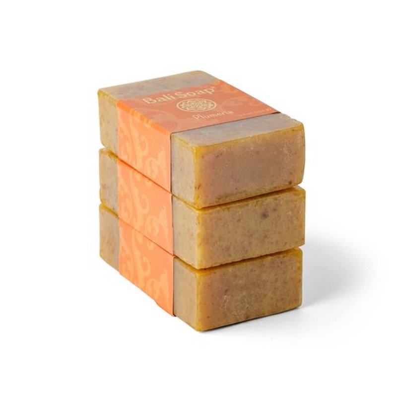 Bali Soap - Plumeria Soap Bar for Men & Women - Natural, Vegan & Handmade Bar Soap - Exfoliating & Moisturizing Bath Soap - Plant Based Glycerin Soap - 3 Pack, 3.5oz Each