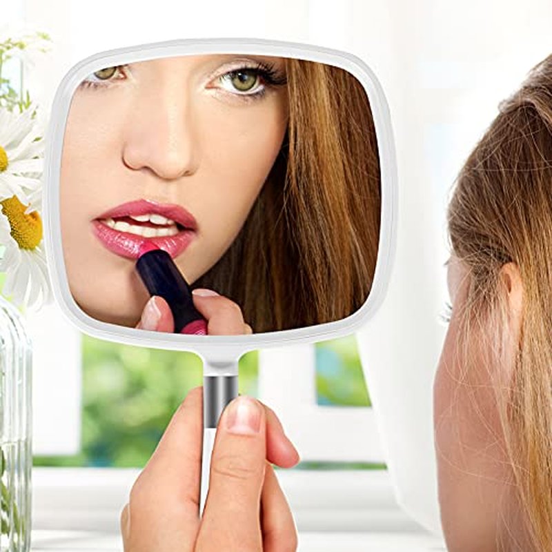 Snowflakes Hand Held Mirror, Large and Comfy Hand Mirror with Handle for Salon (Black)