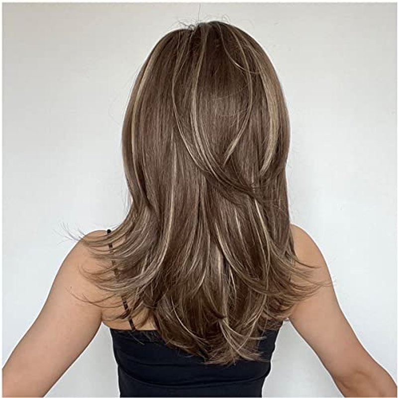 PATTNIUM Brown Blonde Wig for Women Long Wavy Brown Wigs Brown Mixed Blonde Wigs Shoulder Length Layered Wig Heat Resistant Synthetic Wig with Wig Cap(Brown Mixed Blonde)