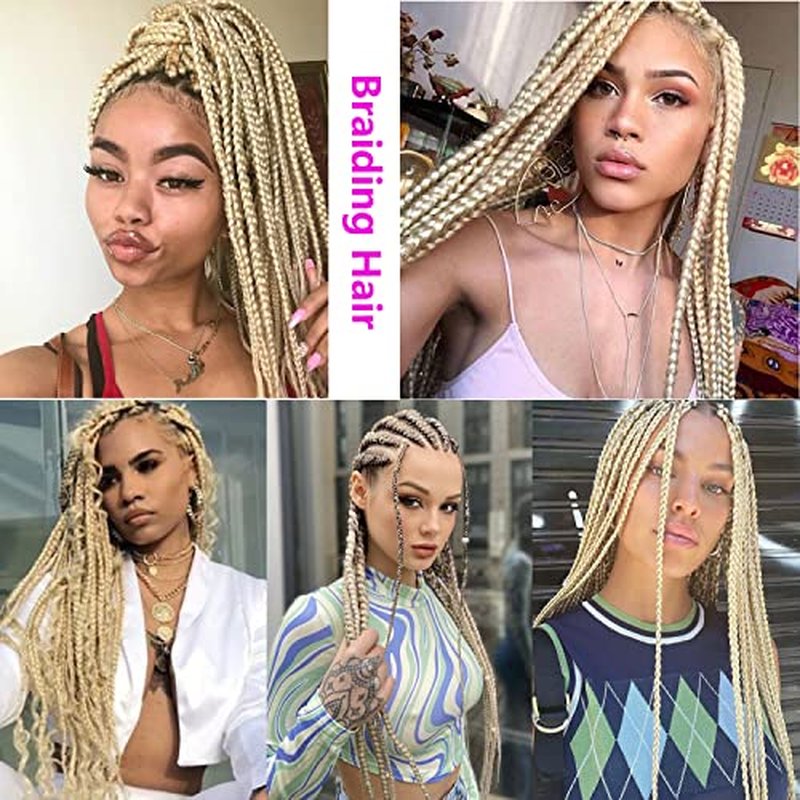 Newluyang Ombre Pre Stretched Braiding Hair,100% Kanekalon Synthetic Top Silky Color Blend Synthetic Fiber Easy Braid Hair Extensions,26inch 6packs Yaki Texture Crochet Hair Braids（Ombre Purple)