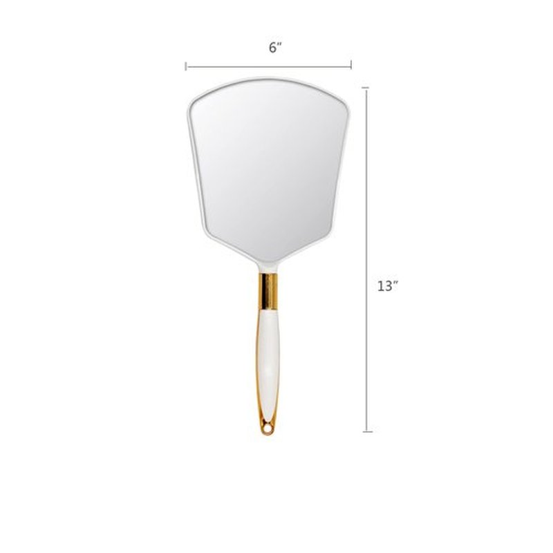 Eaoundm Hand Held Mirror with Handle, Makeup Hand Mirror with Hook Hole for Bathroom and Bedroom, Barbers Haircut Mirror for Home and Salon (6 W X6.8 L inchs, White)