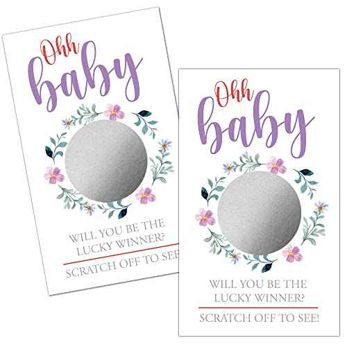 Haizct 50 Pack Blank Gift Certificate Scratch Off Cards for Small Business, Spa Beauty Makeup Hair Salon, Bridal Shower, Baby Shower, Country Wedding, Wedding Ideas (Purple Flowers)