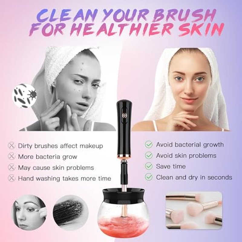 Makeup Brush Cleaner Machine - Super Fast Electric Makeup Brush Cleaner and Dryer - Quick Wash and Dry in Seconds - Suit for Most Makeup Brush Sizes
