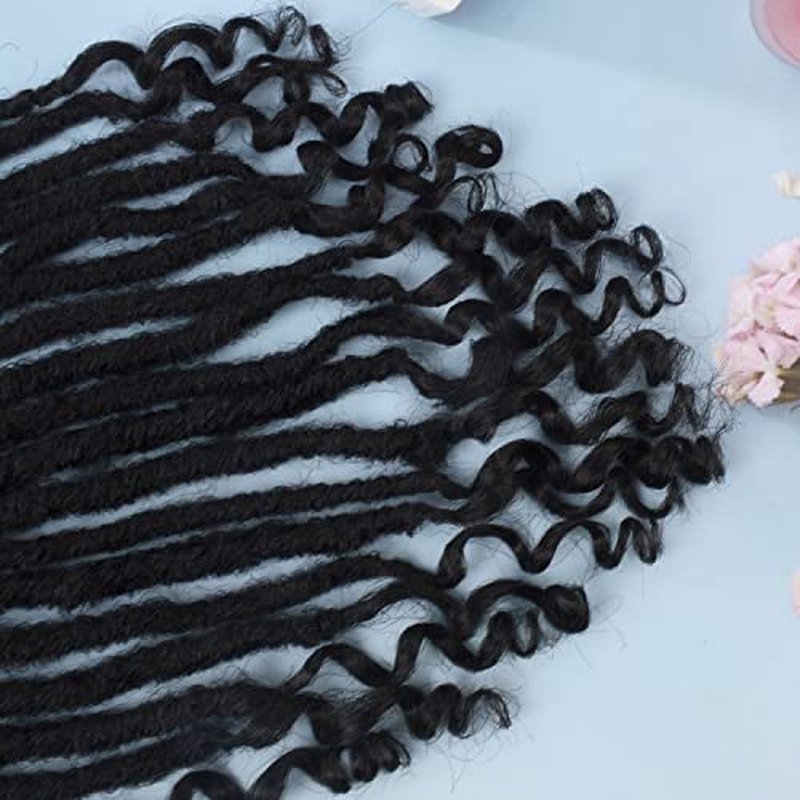 Goddess Faux Locs Crochet Hair 10 Inch Straight Goddess Locs with Curly Ends 6 Pcs/Lot Pre-looped Synthetic Crochet Braids Hair for Women(1B#)