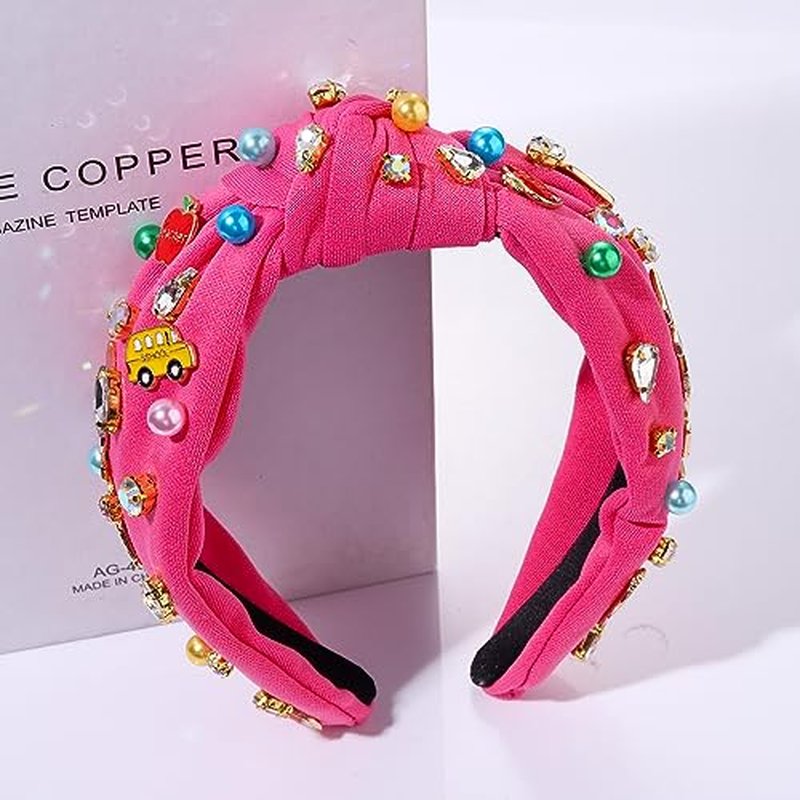 JERTOCLE Teacher Headband Accessories Beaded Crystal FRIYAY Knotted Headband Jeweled Wide Back to School Headband Hair Accessories Gifts for Teacher Appreciation