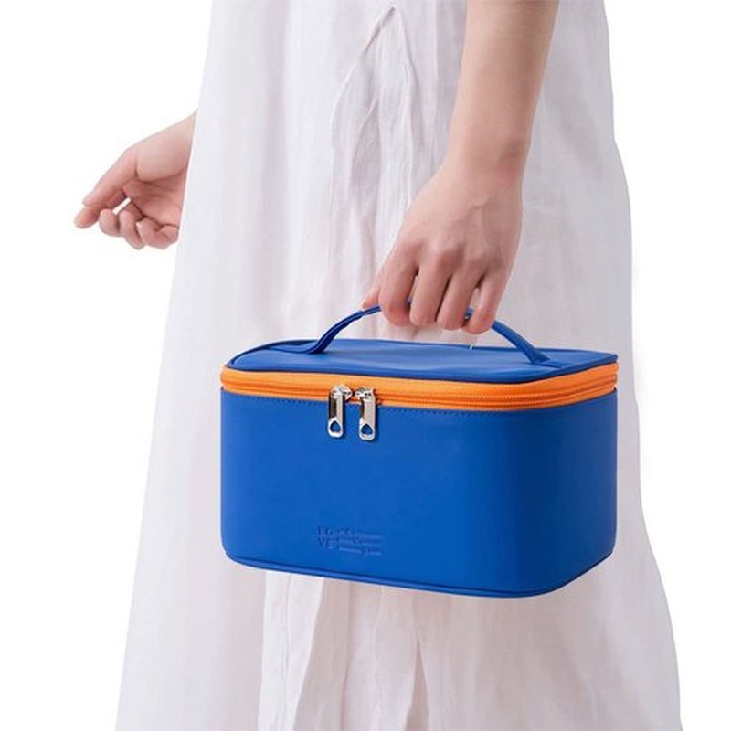 Meiyuuo Preppy Makeup Bag Cosmetic Bags for Women Ladies Small Pouch Toiletry Bag Organizer Waterproof Cute (Navy Blue)