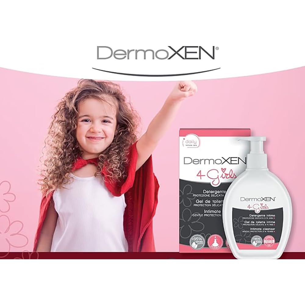 DERMOXEN 4 GIRLS Intimate Pediatric Cleanser for Children 2-13 Years. Gentle Intimate Soap against Itching and Redness. Without Sles, Parabens, Allergens. 200 ml