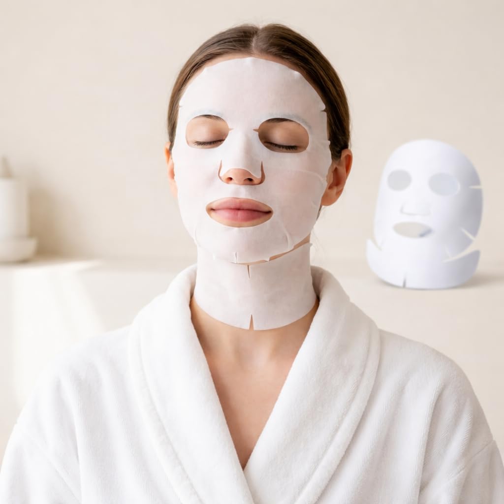 Docmedlab Carboxy CO2 Therapy Dry Facial and Neck Mask Sheets Refill, 10 Pack Individually Wrapped Single Use Cotton Sheets with Citric Acid, Use with Carboxy Gel Systems