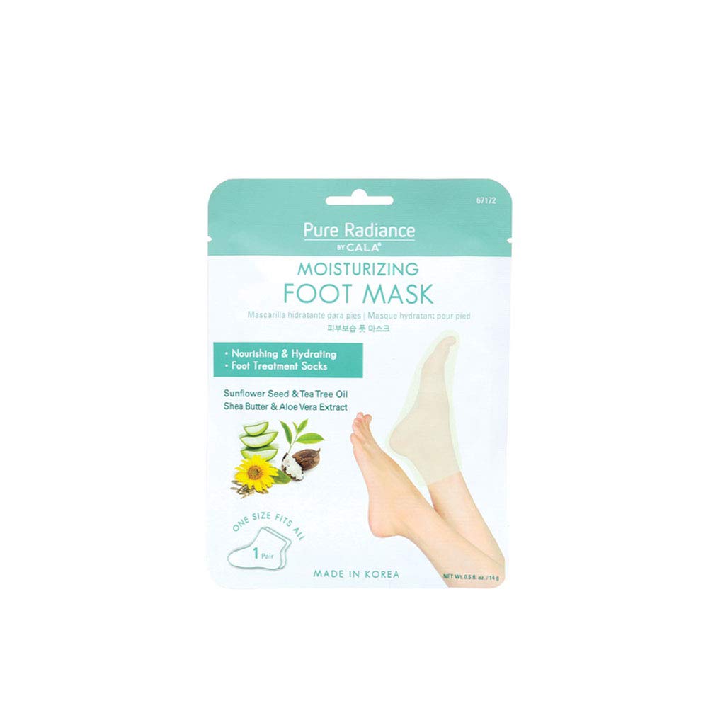 CALA Moisturizing Foot Mask Socks, Shea Butter + Sunflower Seed Oil, Tea Tree & Aloe Hydrating Booties with Urea + Hyaluronic Acid, 3 Pairs, 20-30 Min Treatment