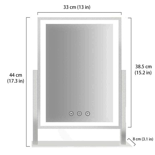HIEEY Lighted Makeup Mirror, Hollywood Vanity Mirror with Lights, Three Color Lighting Modes, and 5X Magnification Mirror, Smart Touch Control, 360°Rotation (15.2in. White)