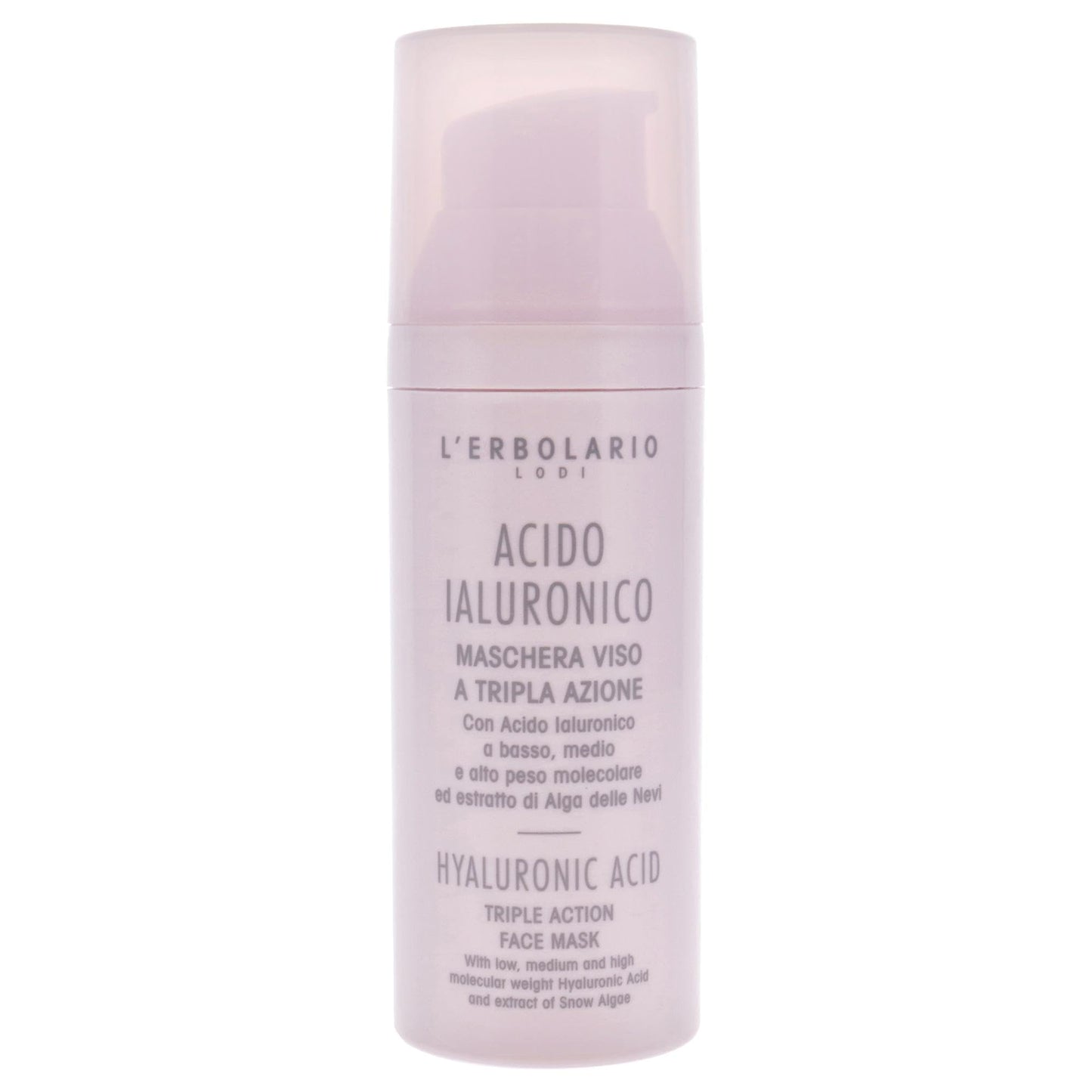 L'Erbolario Hyaluronic Acid Triple Action Face Mask - Creamy Texture Treatment - Leaves Skin Compact, Moisturized And Surprisingly Radiant - With Hyaluronic Acid And Extract Of Snow Algae - 1.6 Oz