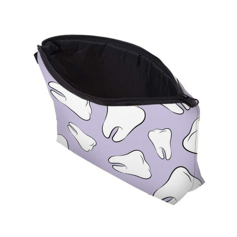 LOOMILOO Cosmetic Bag for Women, Adorable Roomy Makeup Bags Travel Water Resistant Toiletry Bag Accessories Organizer Cute Gifts (cute tooth 50175)