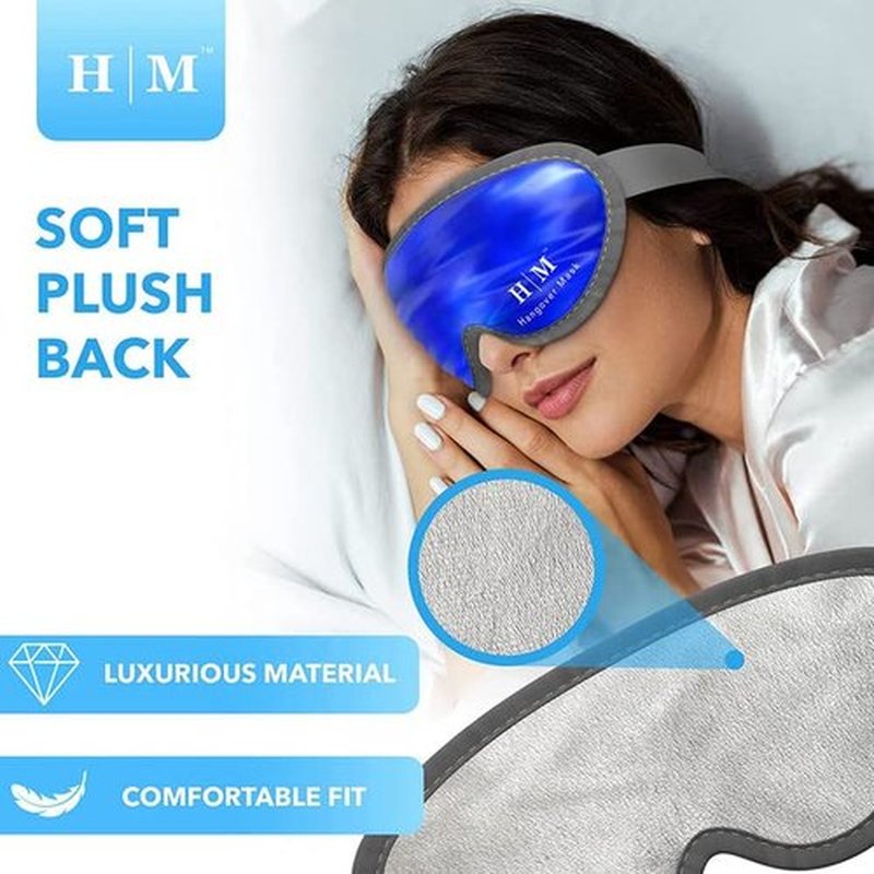 Gel Eye Mask- H M Mask- Reusable Cold Eye Mask with Adjustable Straps- Our Soothing Eye Gel Mask Helps Puffy Eyes, Dark Circles and Hangovers - Our Eye Ice Pack Also Relieves Sinus Pain & Headaches